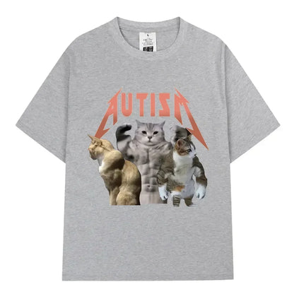 Buff Cats Autism Memory T-shirt Fitness Gym Fashion Hip Hop Short Sleeve T Women's Summer Comfortable T-shirt