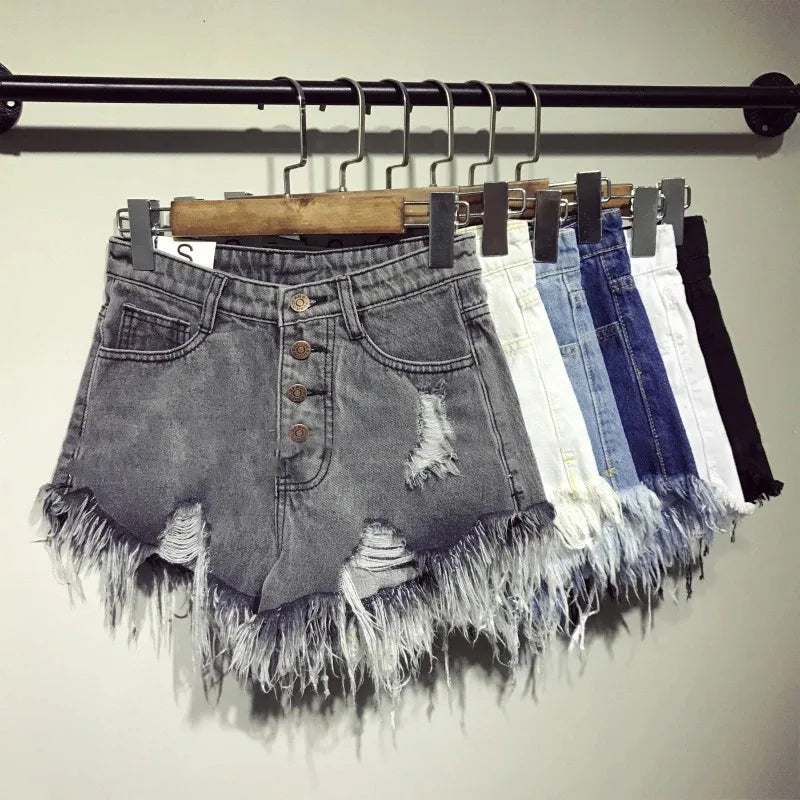 Denim Booty Shorts with Fur Lining for Women, Sexy Short Jeans for Female,Casual and Fashionable, Big Size, High Waisted, Summer