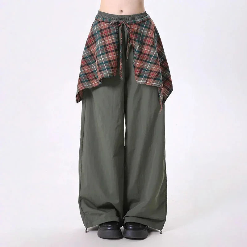 Hip Hop Dance Trousers y2k pants cargo Sweatpants with Stylish Skirt Hem Design for Fall Loose Fit streetwear women baggy pants