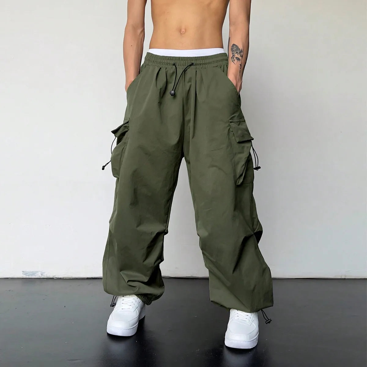 Trendy Y2K Solid Cargo Pants, Men's Multi Flap Pocket Trousers, Loose Casual Outdoor Pants, Men's Work Pants Outdoors Streetwear