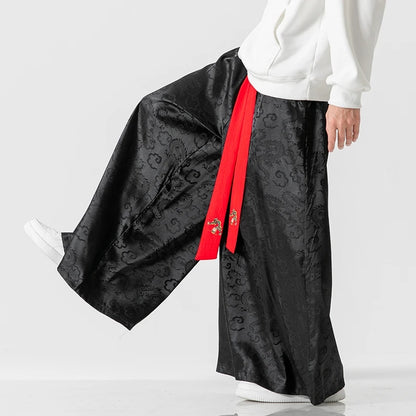 Vintage Mens Wide-leg Straight Pants Loose Casual Haren Pants Male Streetwear Elastic Waist Men Jogger Trousers Harajuku Pants