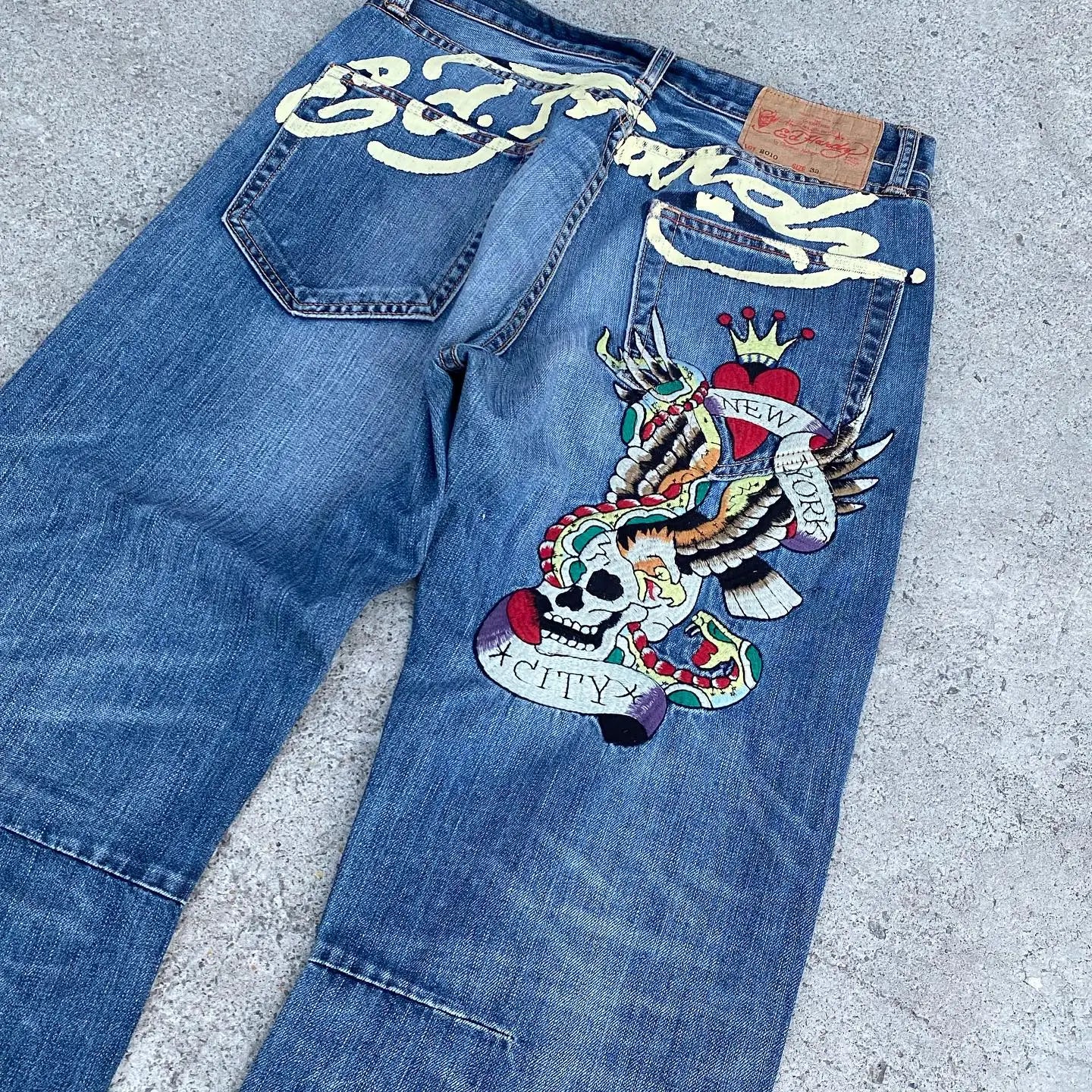 Gothic Hip Hop Skull Embroidery Jeans for Men Casual Y2k High Waist Wide Leg Baggy Jeans Retro Straight Denim Pants Streetwear