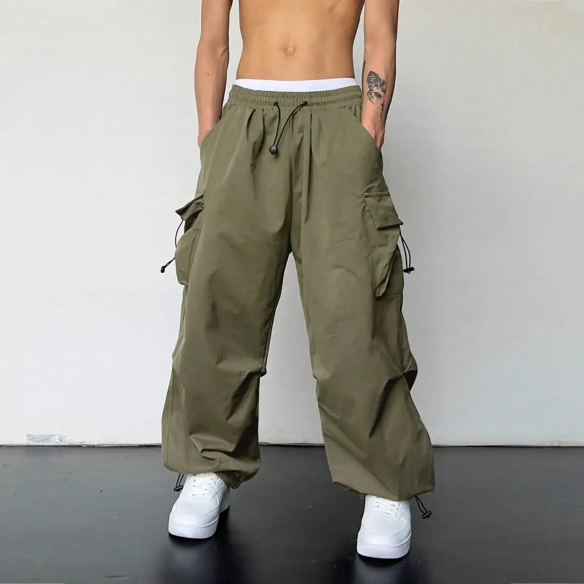 Trendy Y2K Solid Cargo Pants, Men's Multi Flap Pocket Trousers, Loose Casual Outdoor Pants, Men's Work Pants Outdoors Streetwear