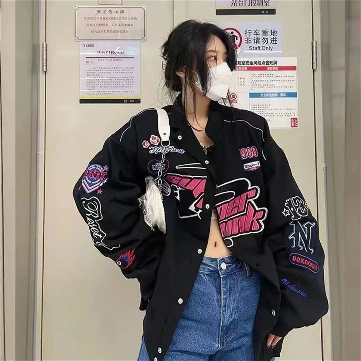 Gothic Japan Hip Hop Hoodie Sweatshirt Oversize Women Spring Autumn Harajuku Punk Hoodies Tops Cool Baseball Uniform Girl