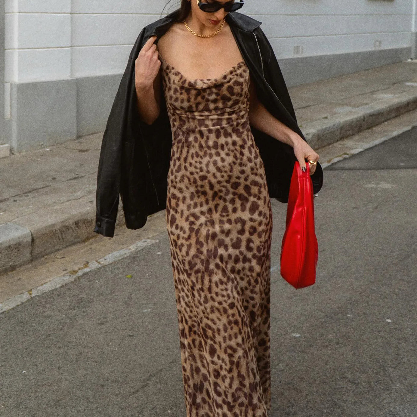 Summer Women's Sexy Vintage Leopard Print Tulle Long Dress Fashion Backless Slip Dresses Female Elegant Slim Party Maxi Dress